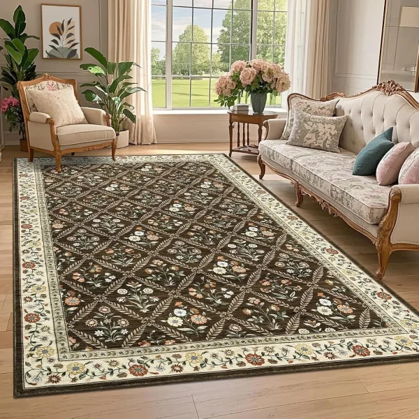Area Floor Rugs for Living Room, Soft Low-Pile Non-Slip Carpet