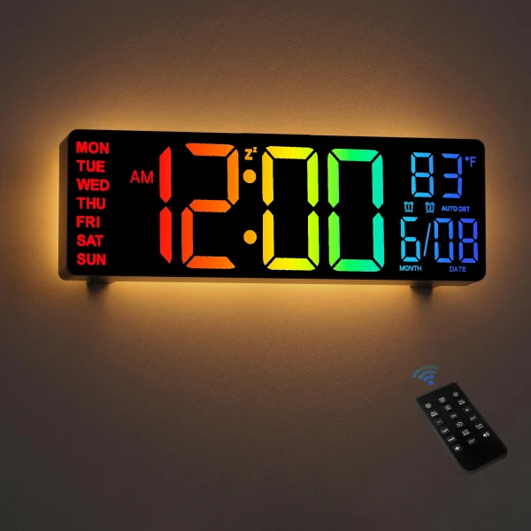 10.5" Digital Wall Clock, LED Display with Remote control.