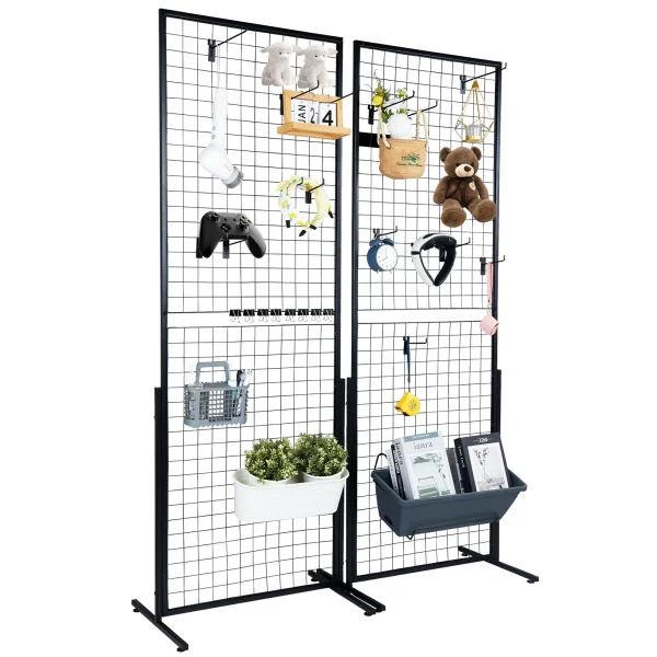 SucceBuy Grid Wall Panels Tower Wire Gridwall Display Racks Double Side.