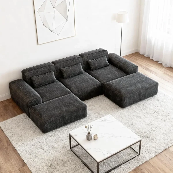 110" U Shaped Modular Cloud Sectional Sofa