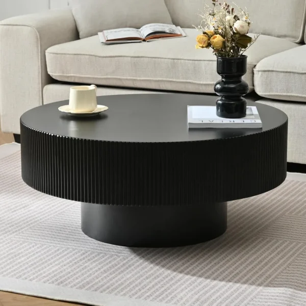 31 Inch Modern Round Coffee Table with Sturdy Base